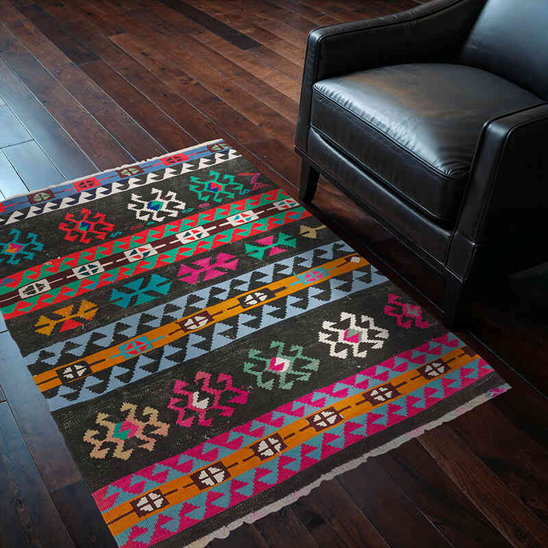 Alfombra Vintage Kilim Turca - 115 cm x 145 cm - K0073258