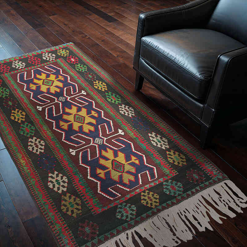 Alfombra Vintage Kilim Turca - 114 cm x 194 cm - K0073264