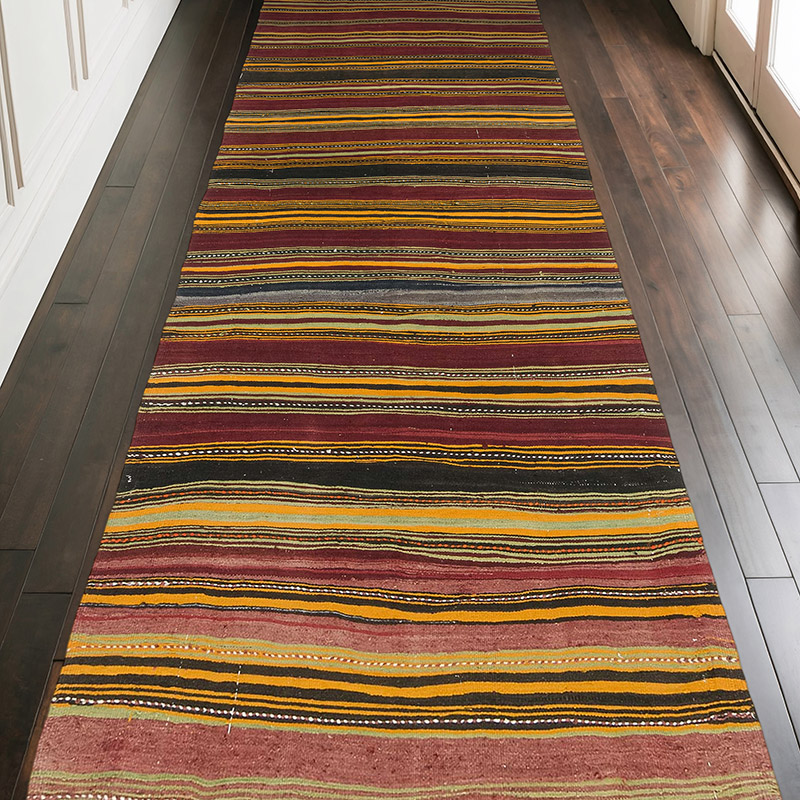 Vintage Turkish Kilim Rug - 4' 11" x 13' 3" (59" x 159") - K0073269