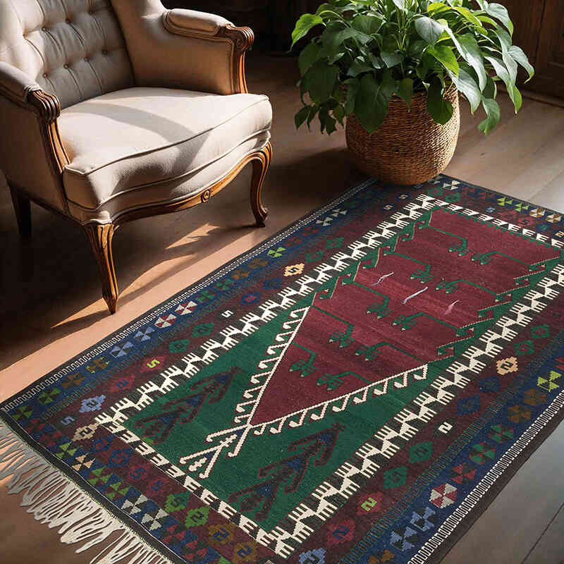 Alfombra Vintage Kilim Turca - 141 cm x 190 cm - K0073286