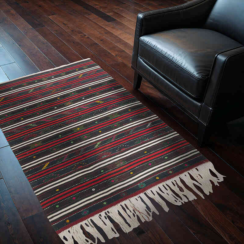 Alfombra Vintage Kilim Turca - 108 cm x 157 cm - K0073287