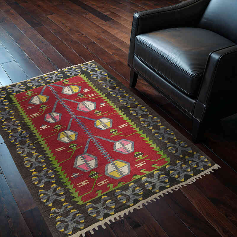 Alfombra Vintage Kilim Turca - 100 cm x 132 cm - K0073311