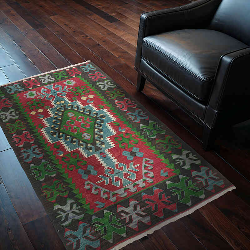 Vintage Turkish Kilim Rug - 3'  x 5' 1" (36" x 61") - K0073312