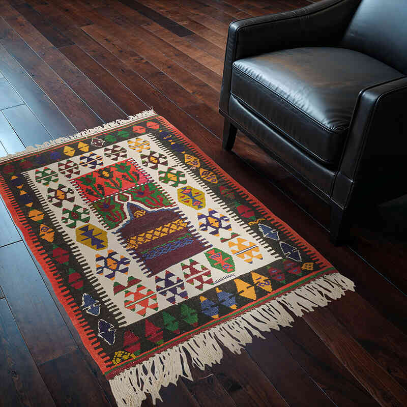 Alfombra Vintage Kilim Turca - 100 cm x 130 cm - K0073319