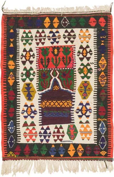 Vintage Turkish Kilim Rug - 3' 3" x 4' 3" (39" x 51")