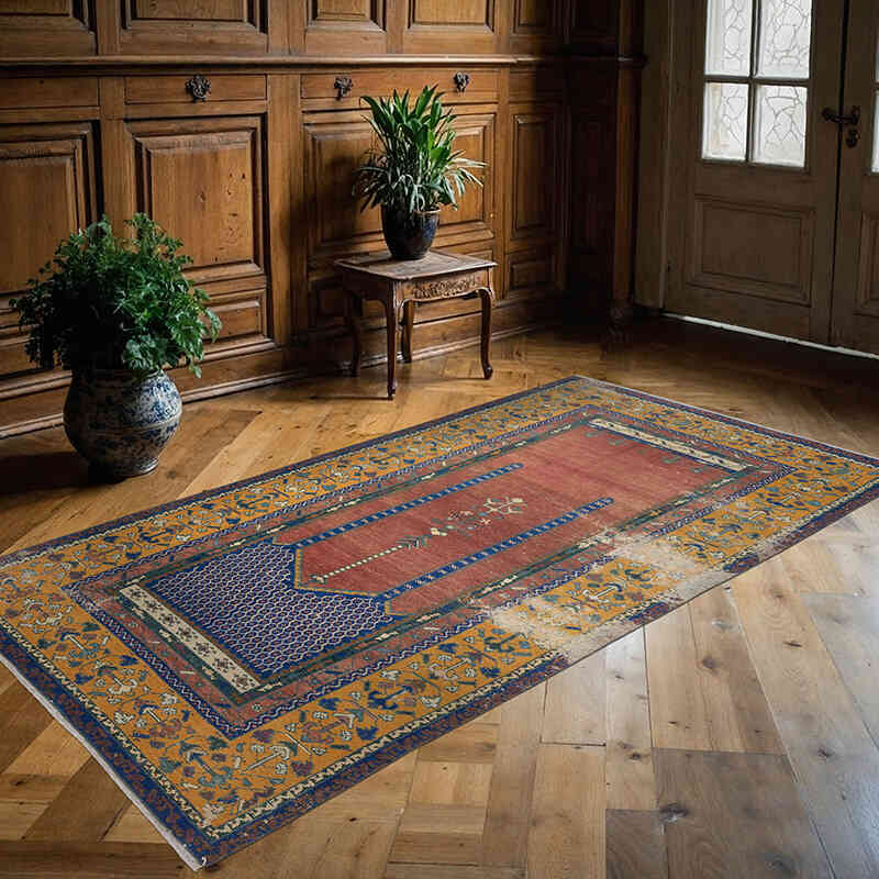 Vintage Turkish Hand-Knotted Rug - 4' 4" x 8'  (52" x 96") - K0073908
