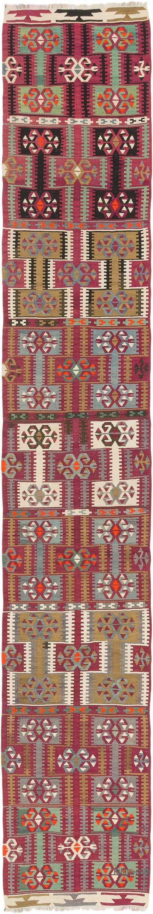 Vintage Kayseri Kilim Runner - 2'  x 11' 10" (24" x 142") - K0073975