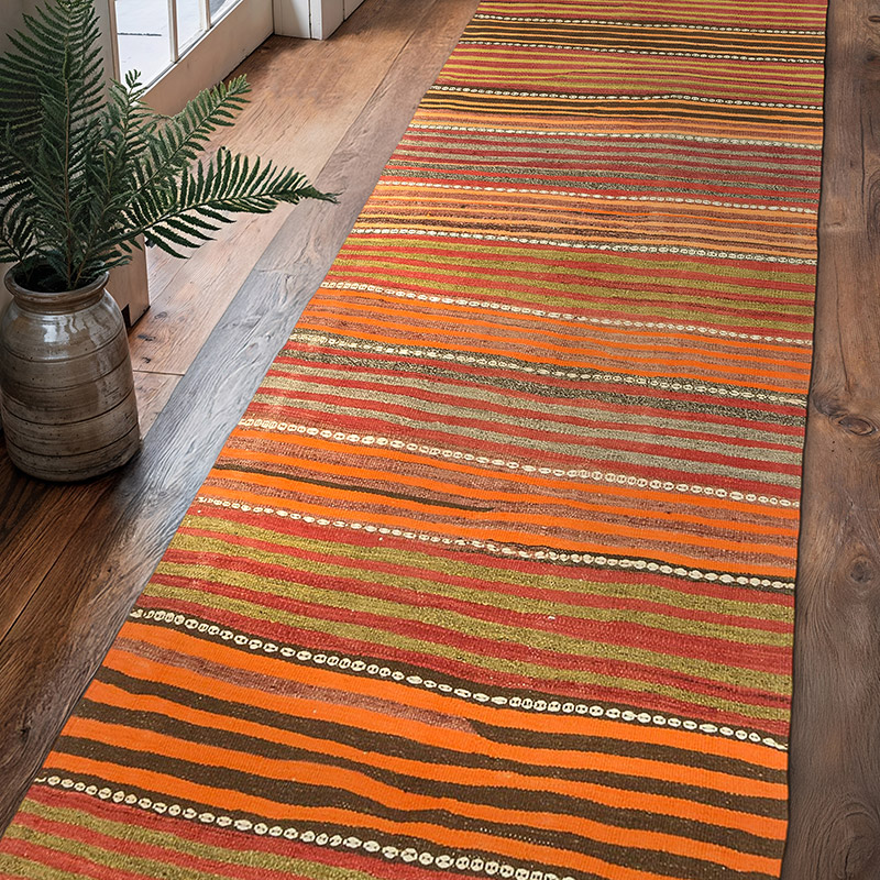 Vintage Konya Kilim Runner - 3' 3" x 11' 8" (39" x 140") - K0073981