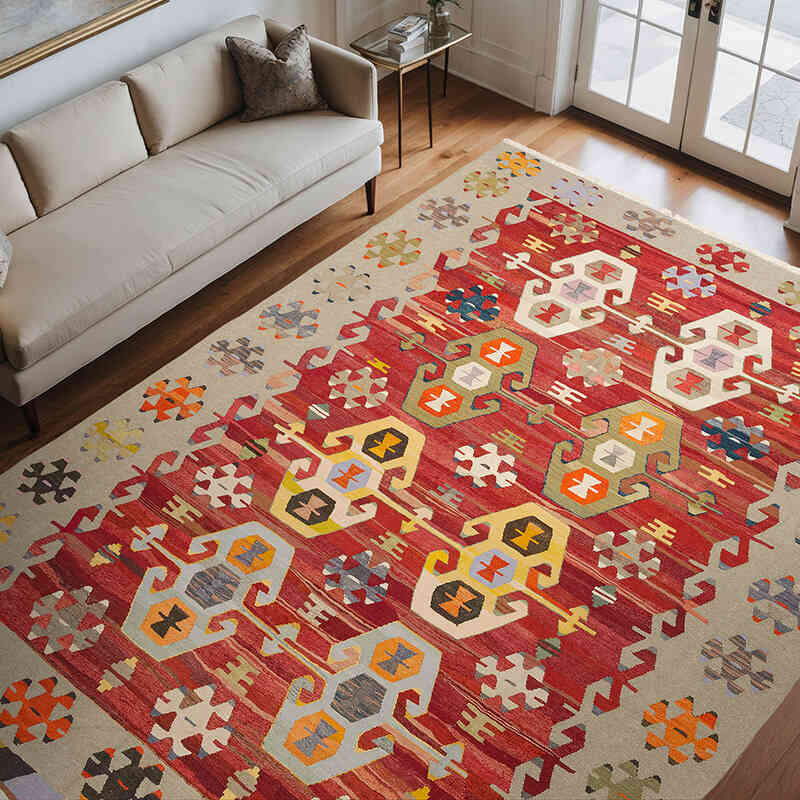 New Turkish Handwoven Kilim Rug - 8' 8" x 11' 5" (104" x 137") - K0073992