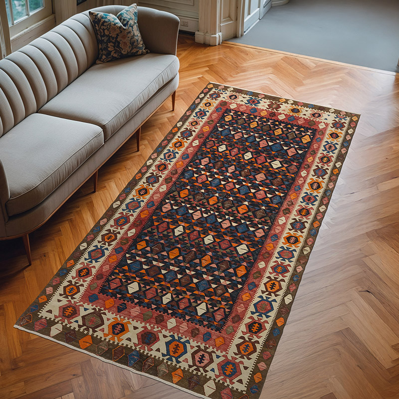 Alfombra Kilim Vintage Caucásica - 152 cm x 305 cm - K0073993