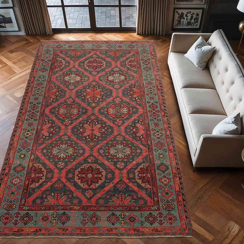 Vintage Caucasian Soumak Rug - 7' 3" x 13' 3" (87" x 159") - K0074028
