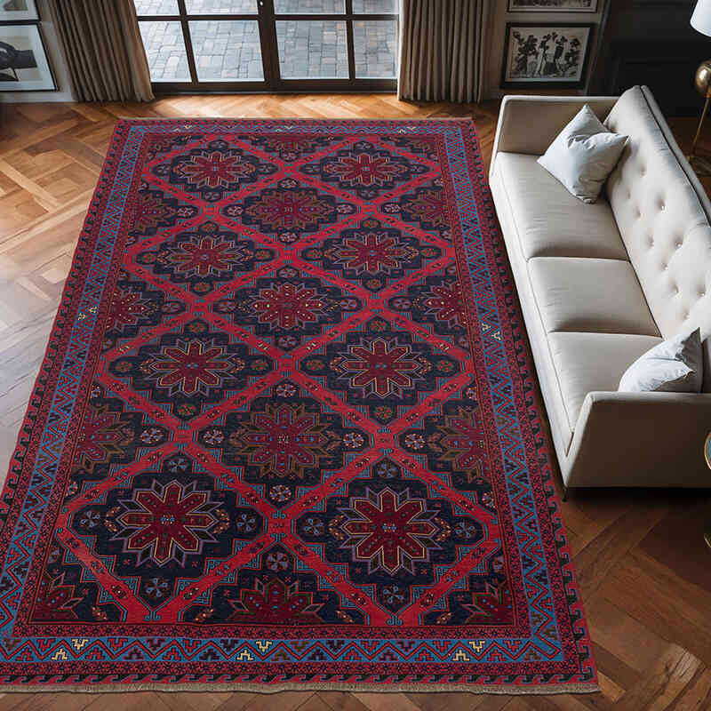 Vintage Caucasian Soumak Rug - 7' 5" x 12' 10" (89" x 154") - K0074030