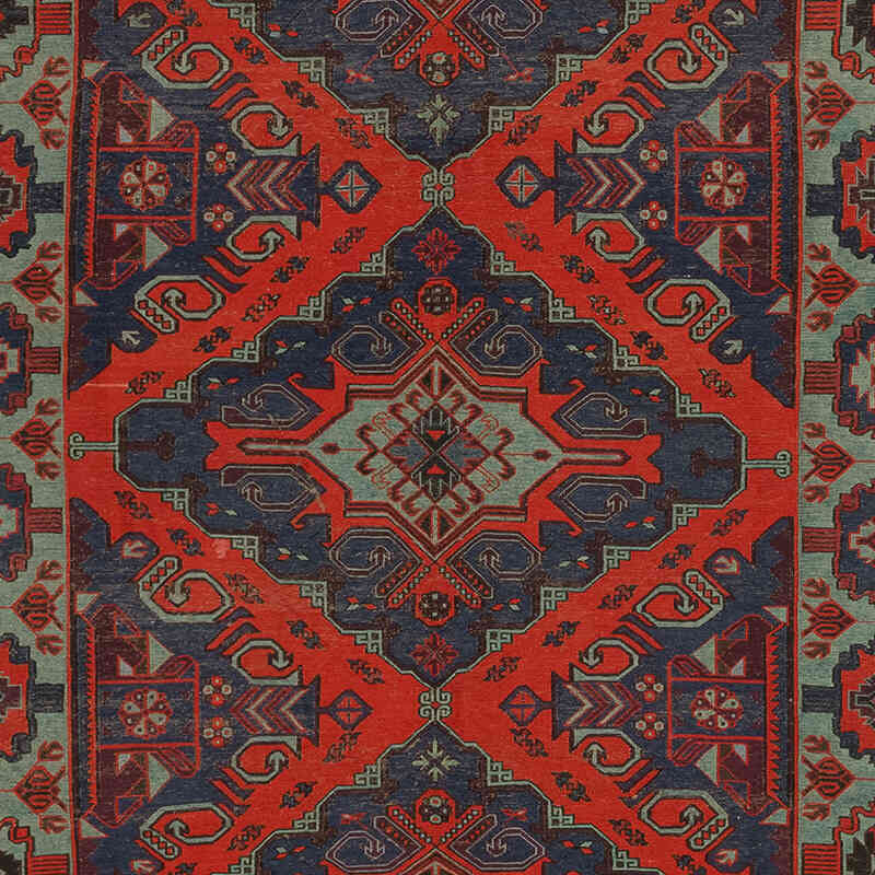 Azul Alfombra Soumak Vintage Caucásica - 228 cm x 384 cm - K0074034