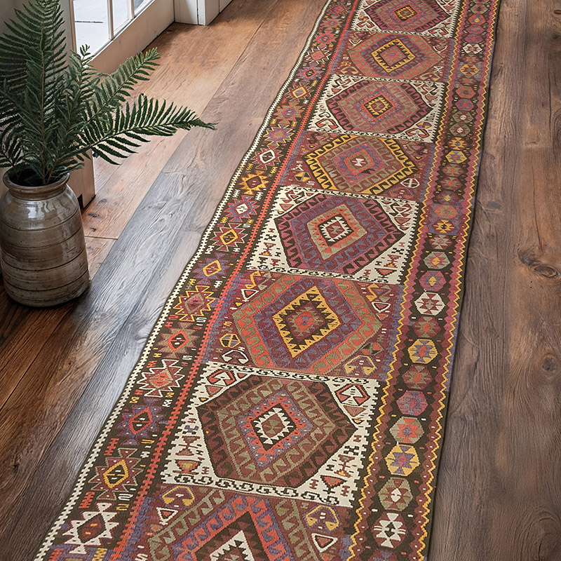 Vintage Kars Kilim Runner - 2' 7" x 13' 1" (31" x 157") - K0074043