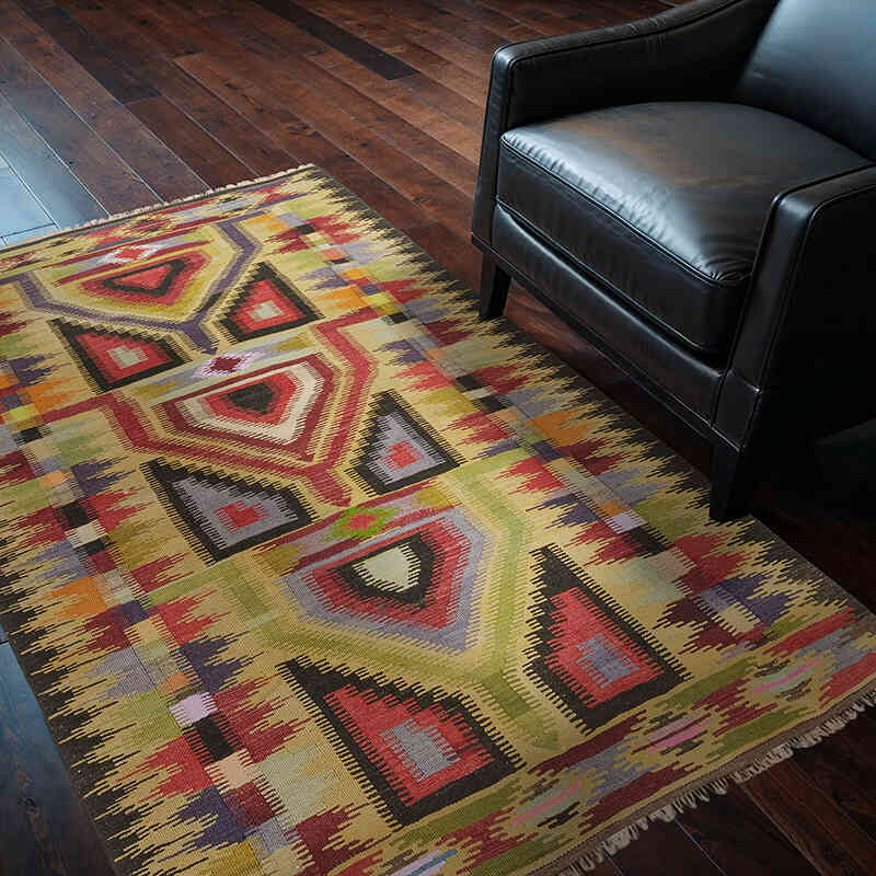 Vintage Konya Kilim Rug - 4' 2" x 5' 11" (50" x 71") - K0074055