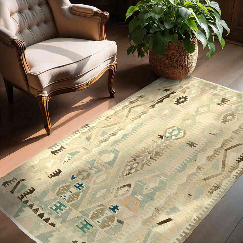 Vintage Konya Kilim Rug - 4' 4" x 6' 2" (52" x 74") - K0074058
