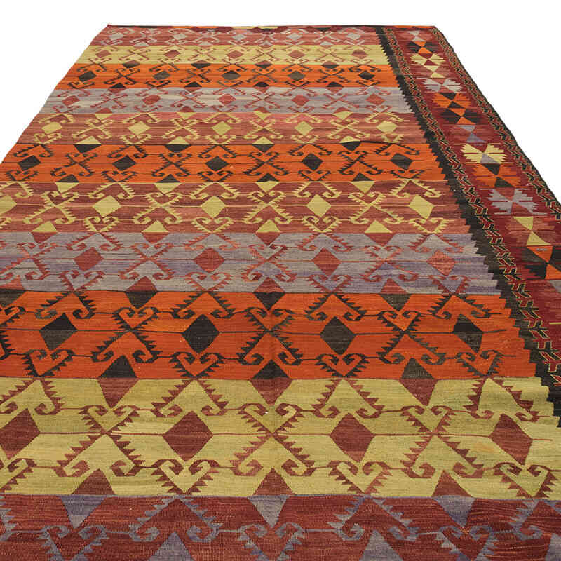 Vintage Afyon Kilim Rug - 5' 11" x 12' 4" (71" x 148") - K0074089
