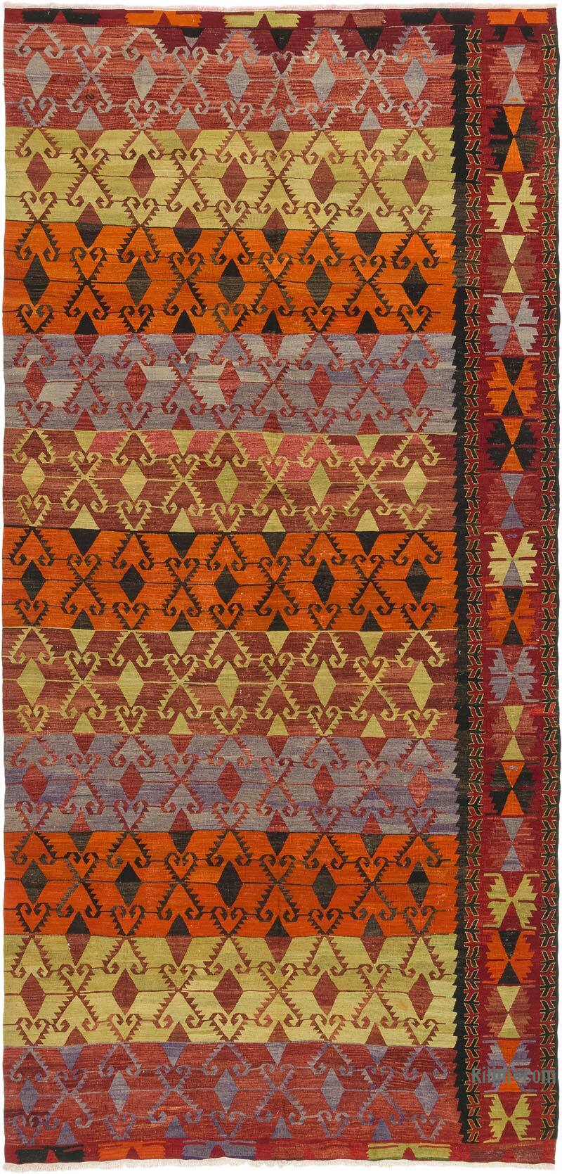 Vintage Afyon Kilim Rug - 5' 11" x 12' 4" (71" x 148") - K0074089