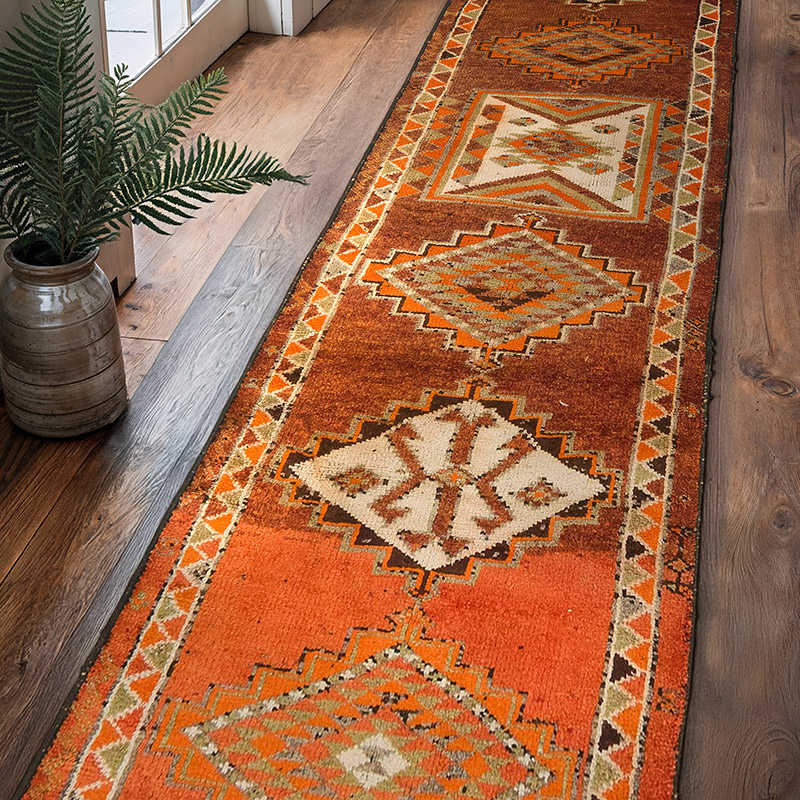 Vintage Tribal Runner Rug - 3' 3" x 12' 10" (39" x 154") - K0074163