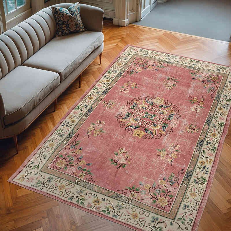 Alfombra Vintage Turca Anudada a Mano - 202 cm x 302 cm - K0074166