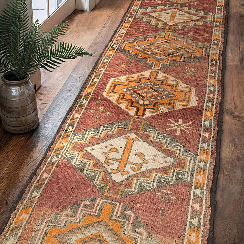 Vintage Tribal Runner Rug - 2' 11" x 10' 10" (35" x 130") - K0074194