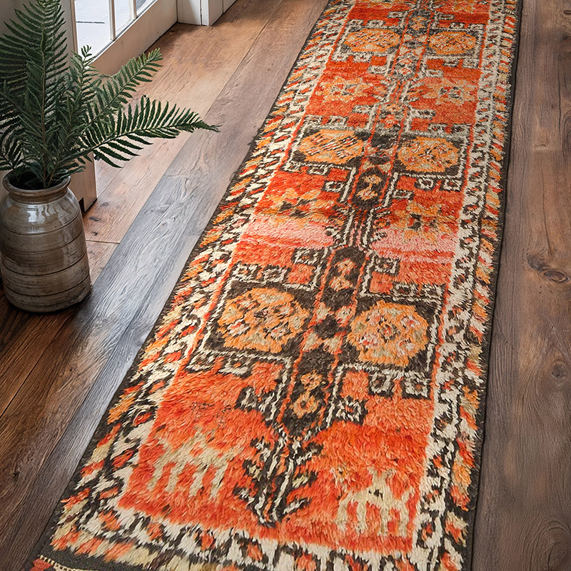 Vintage Tribal Runner Rug - 3' 1" x 11' 6" (37" x 138") - K0074203