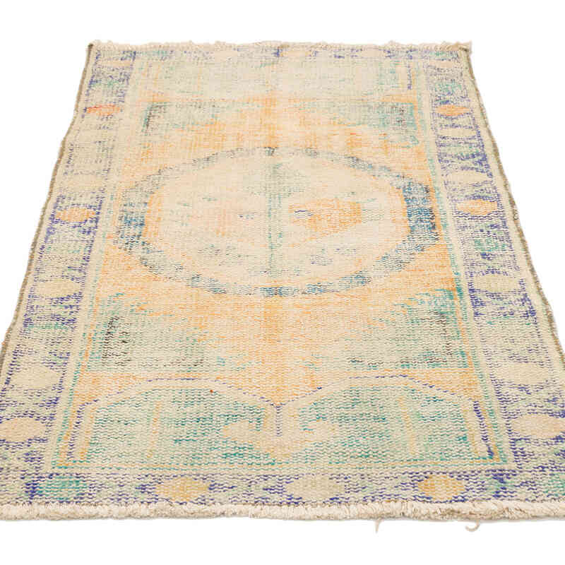 Naranja Alfombra Vintage Turca Anudada a Mano - 81 cm x 142 cm - K0074216