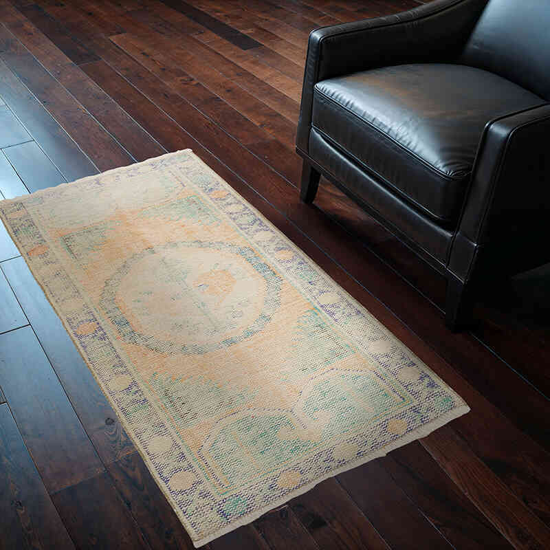 Naranja Alfombra Vintage Turca Anudada a Mano - 81 cm x 142 cm - K0074216