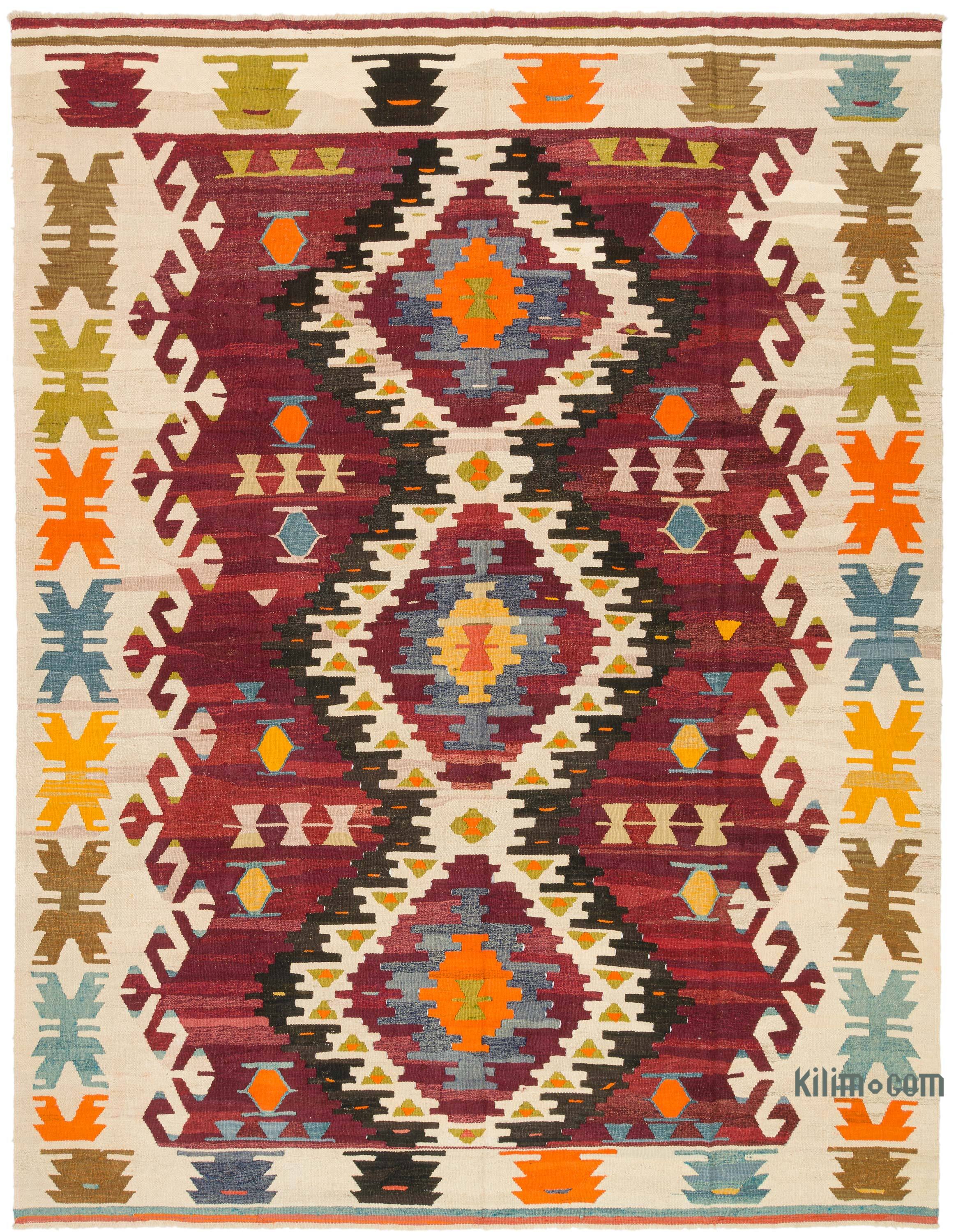 Vintge Handwoven order Rug - Turkish Kilim Rug 190 x 110 cm 6.2 x 3.6 fet no:d1781 persian rug rug