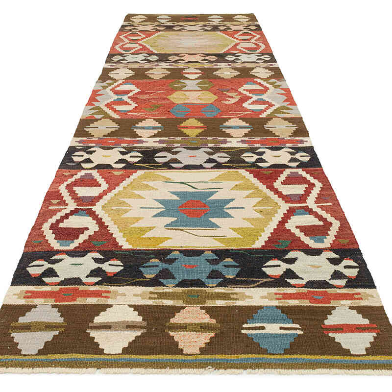 New Turkish Handwoven Kilim Runner - 3' 6" x 11' 7" (42" x 139") - K0074235