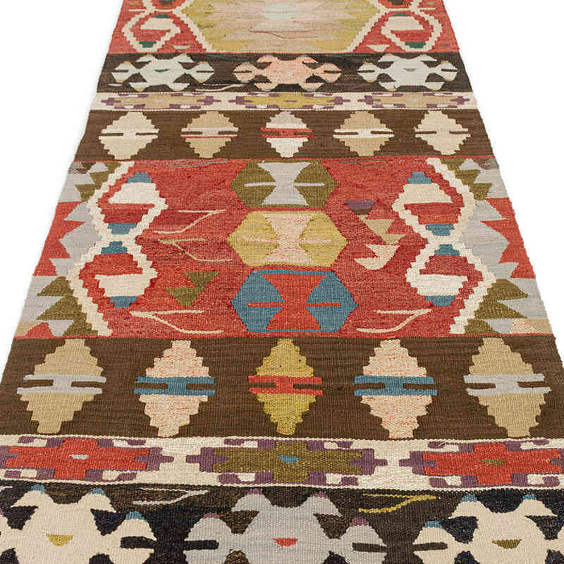 New Turkish Handwoven Kilim Runner - 3' 6" x 11' 7" (42" x 139") - K0074235