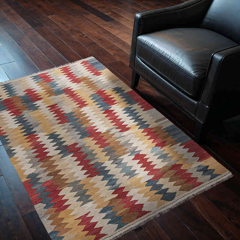 New Hand-Woven Kilim Rug - 3' 5" x 5' 1" (41" x 61") - K0074303