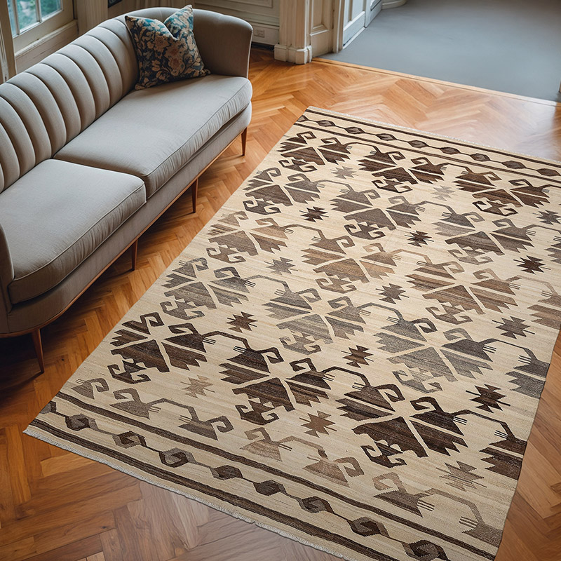 New Hand-Woven Kilim Rug - 6' 8" x 9' 8" (80" x 116") - K0074312