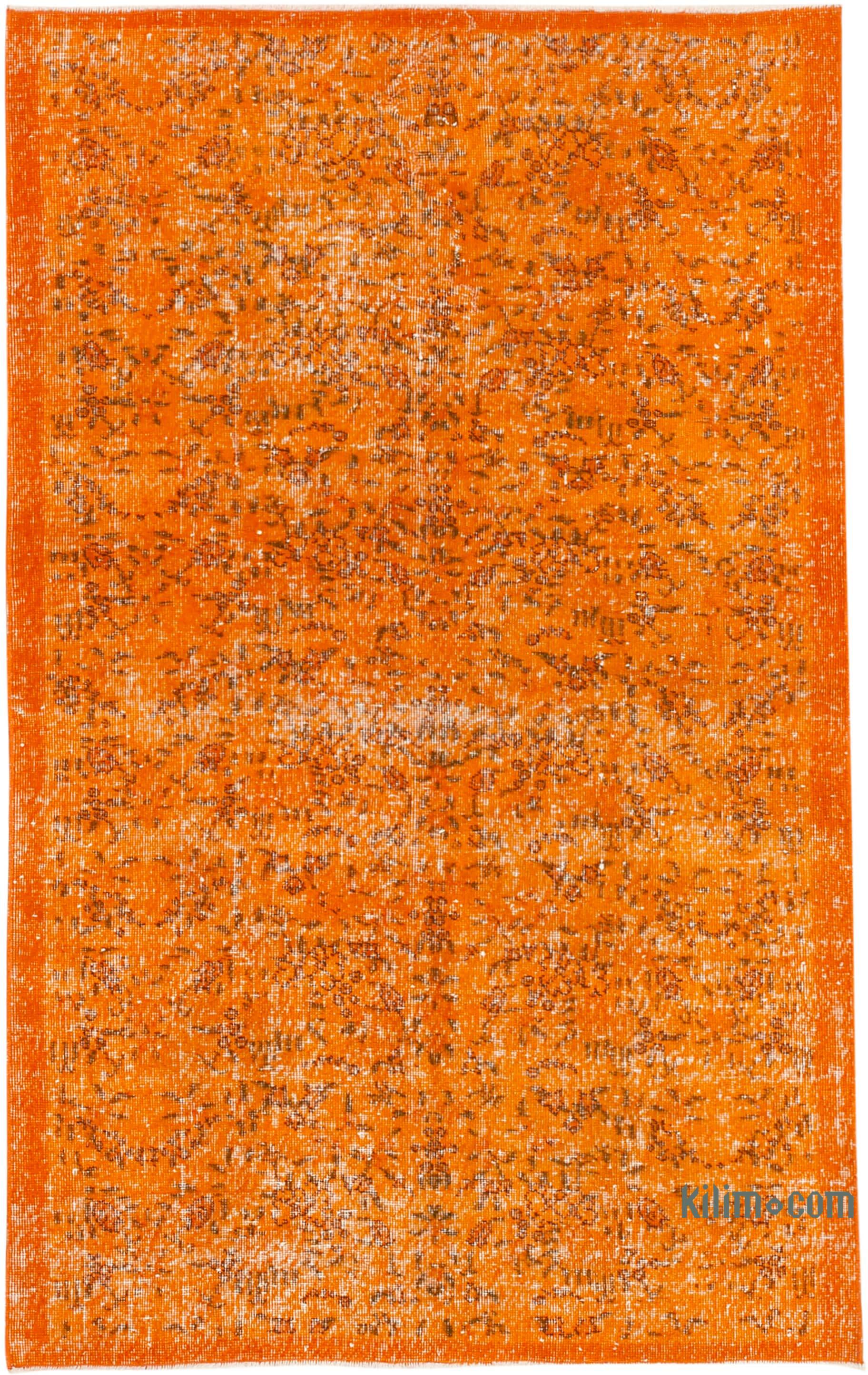 Turkish overdyed rug, Vintage large rug, Handmade wool rug, Orange floral rug, Bohemian rug, Diningroom rug, Carpet, Rug, 5.6 x 9 hotsell ft TV2722