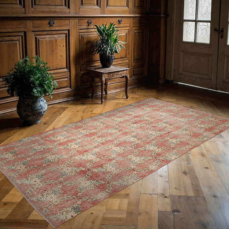 Vintage Turkish Hand-Knotted Rug - 3' 10" x 7' 3" (46" x 87") - K0074476
