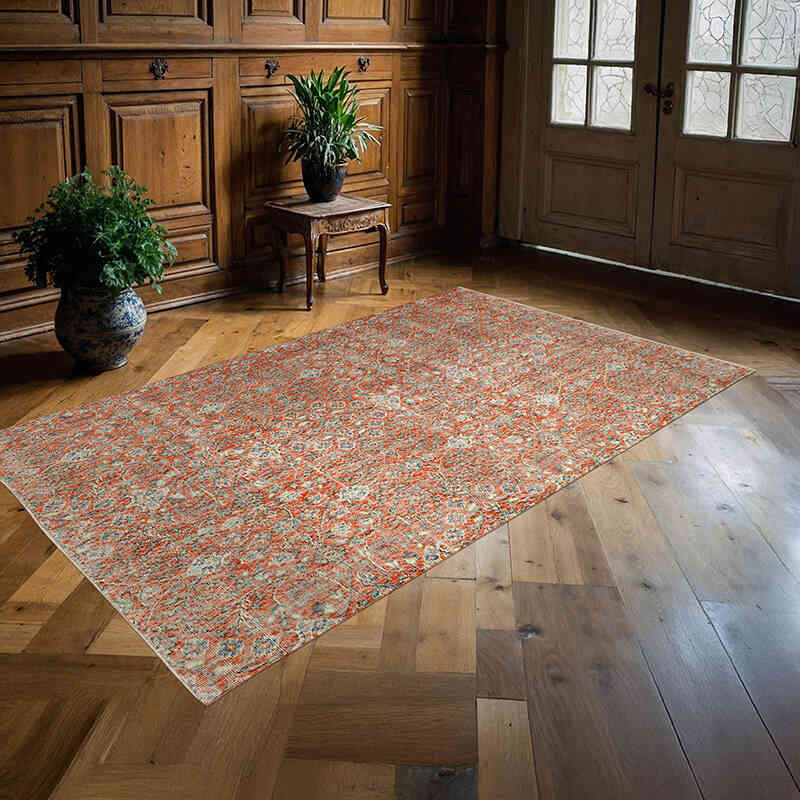 Alfombra Vintage Turca Anudada a Mano - 140 cm x 236 cm - K0074479