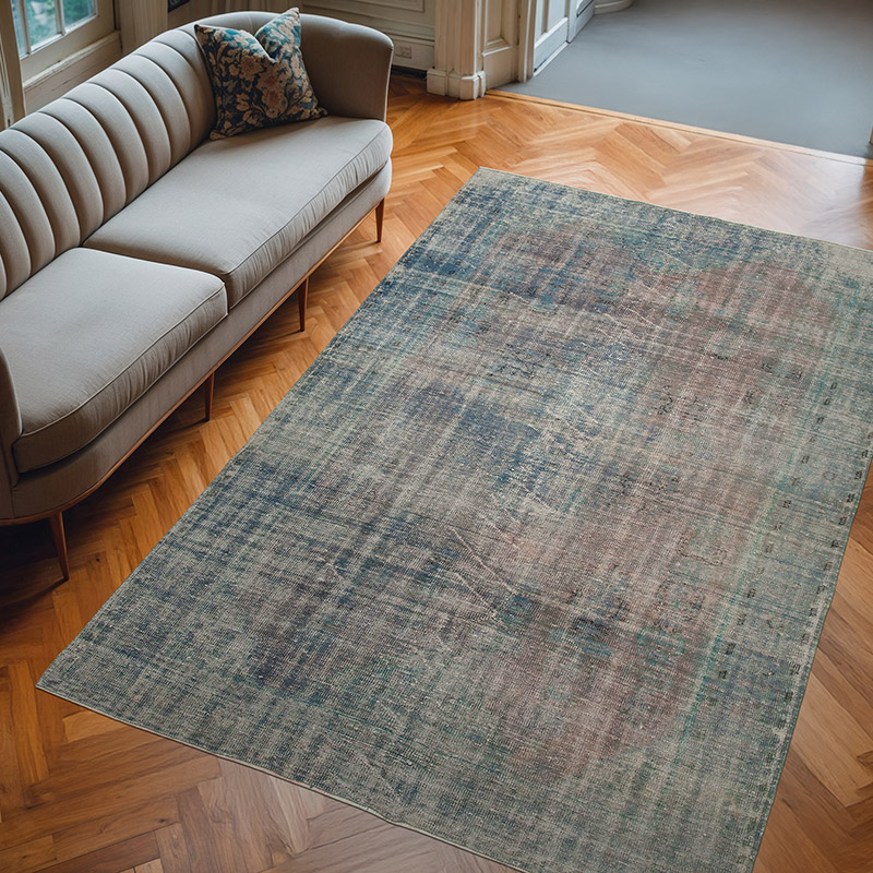 Over-dyed Vintage Hand-Knotted Turkish Rug - 7' 1" x 10' 5" (85" x 125") - K0074490