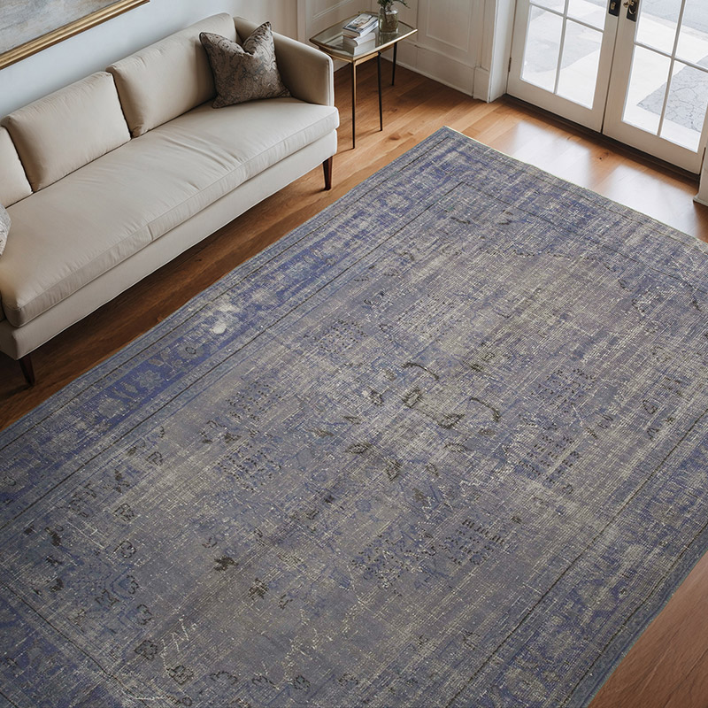 Over-dyed Vintage Hand-Knotted Turkish Rug - 7' 6" x 10' 9" (90" x 129") - K0074500