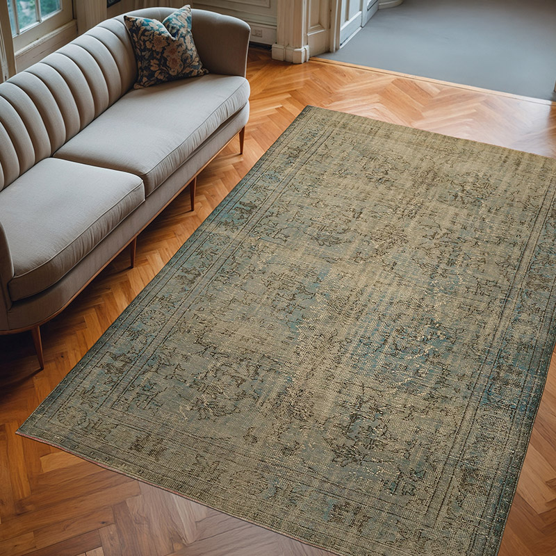 Over-dyed Vintage Hand-Knotted Turkish Rug - 7' 3" x 10' 4" (87" x 124") - K0074508