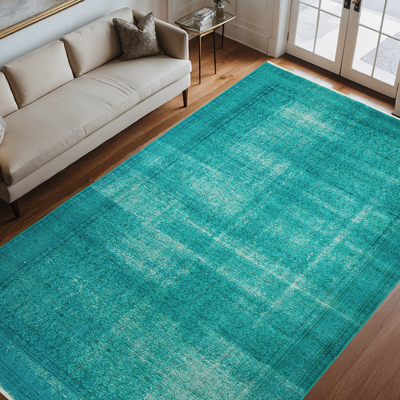 Over-dyed Vintage Hand-Knotted Turkish Rug - 7' 5" x 11' 6" (89" x 138") - K0074512