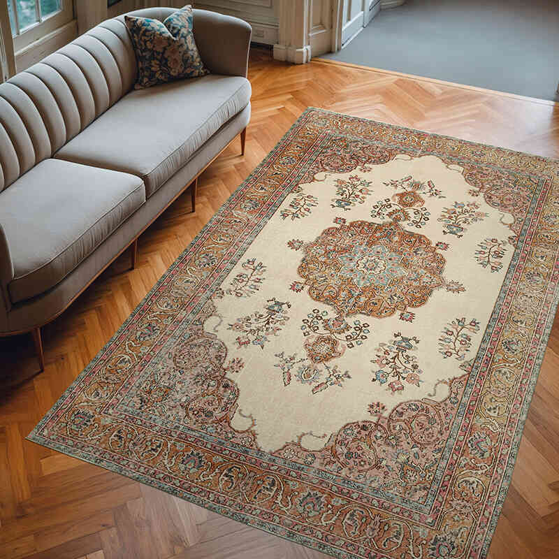 Vintage Turkish Hand-Knotted Rug - 6' 3" x 9' 7" (75" x 115") - K0074580