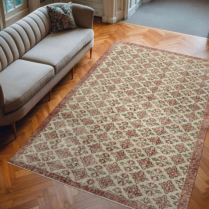 Alfombra Vintage Turca Anudada a Mano - 186 cm x 275 cm - K0074592