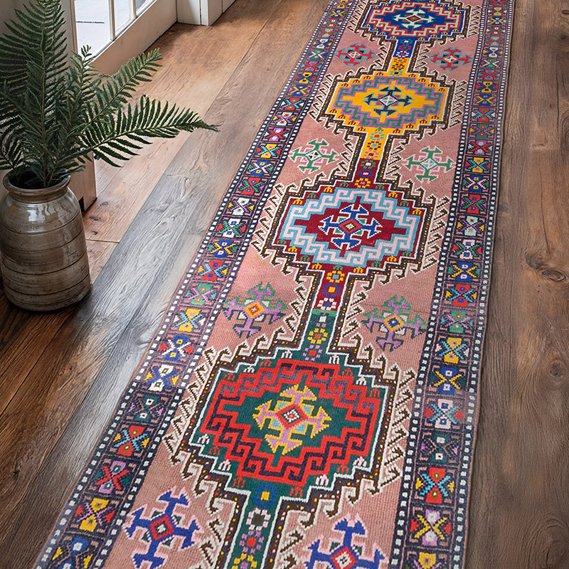Alfombra Vintage de pasillo - 92 cm x 375 cm - K0074619