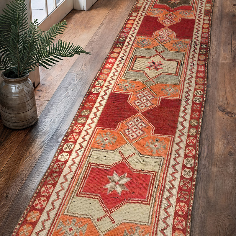 Alfombra Vintage de pasillo - 92 cm x 381 cm - K0074631