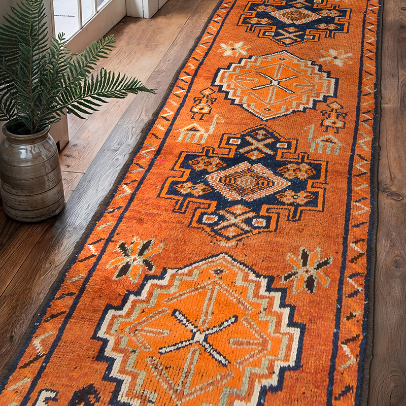 Alfombra Vintage de pasillo - 92 cm x 318 cm - K0074640