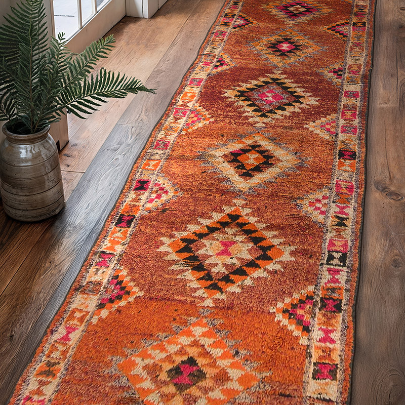 Vintage Tribal Runner Rug - 3' 3" x 12' 6" (39" x 150") - K0074643