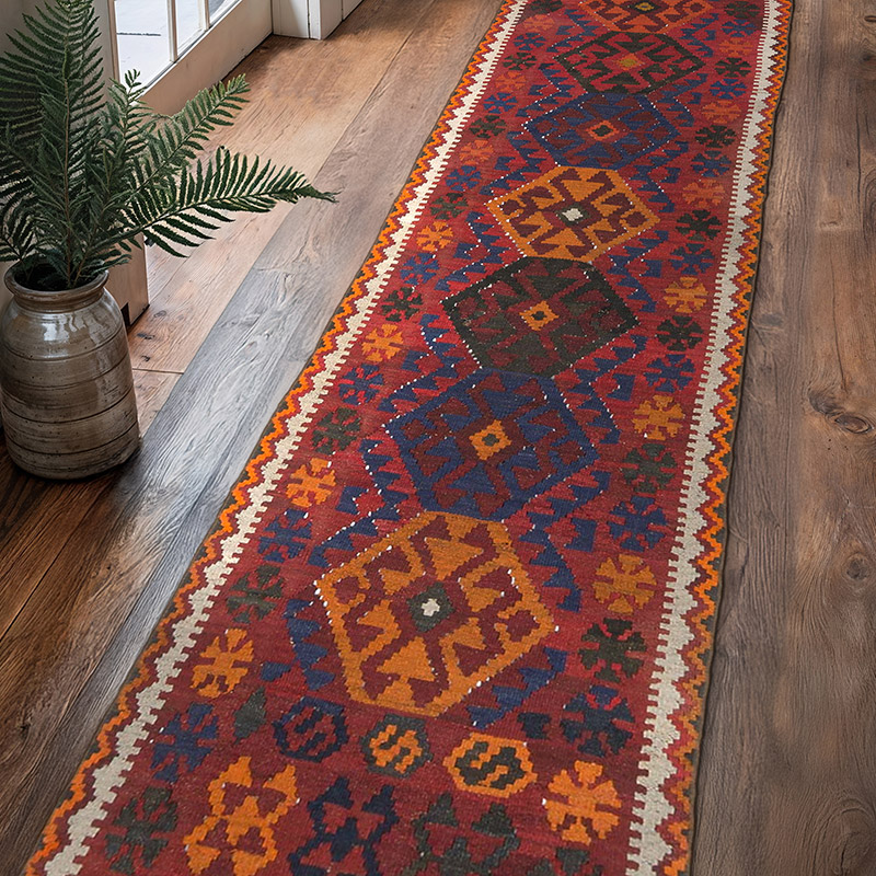 Vintage Tribal Kilim Runner - 2' 4" x 10' 11" (28" x 131") - K0074670