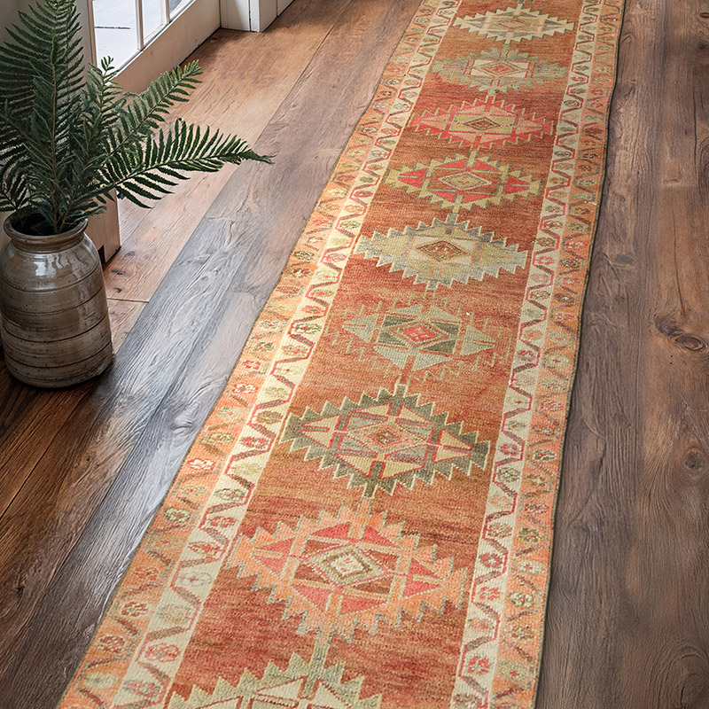 Alfombra Vintage de pasillo - 84 cm x 408 cm - K0074683