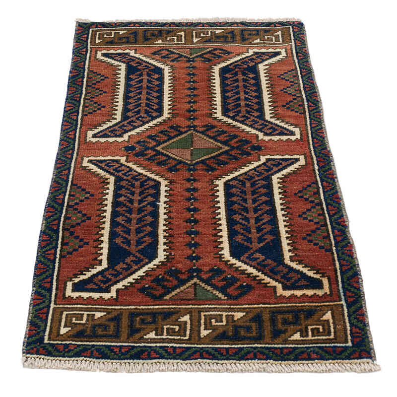 Alfombra Vintage Turca Anudada a Mano - 52 cm x 109 cm - K0074697