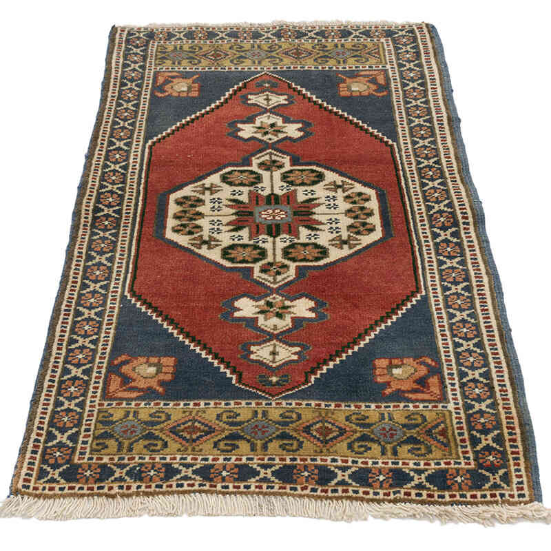 El Dokuma Vintage Halı - 58 cm x 98 cm - K0074700
